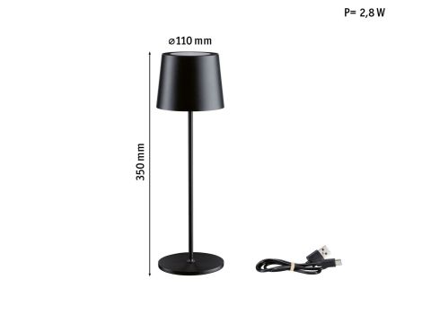 Lampka stołowa akumulatorowa GILO LED DIM USB-C 2.8W 240lm 2700K IP44 czarny mat / metal tworzywo sztuczne - 11