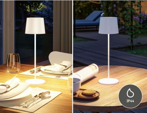 Lampka stołowa akumulatorowa GILO LED DIM USB-C 2.8W 240lm 2700K IP44 biały mat / metal tworzywo sztuczne - 8