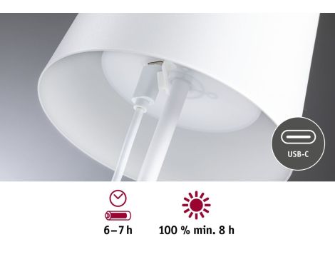 Lampka stołowa akumulatorowa GILO LED DIM USB-C 2.8W 240lm 2700K IP44 biały mat / metal tworzywo sztuczne - 11