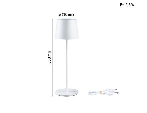 Lampka stołowa akumulatorowa GILO LED DIM USB-C 2.8W 240lm 2700K IP44 biały mat / metal tworzywo sztuczne - 12