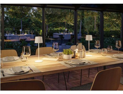 Lampka stołowa akumulatorowa GILO LED DIM USB-C 2.8W 240lm 2700K IP44 biały mat / metal tworzywo sztuczne - 7