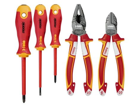 Zestaw 3 wkrętaków FELO - ERGONIC VDE  4,0/PH1/PH2 + obcinaczki boczne VDE 160 / kombinerki VDE 180 + magnetyzer