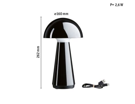 Lampka stołowa akumulatorowa ONZO LED 3-STEP DIM USB-C 2.6W 240lm 2700K IP44 czarny połysk / tworzywo sztuczne - 11