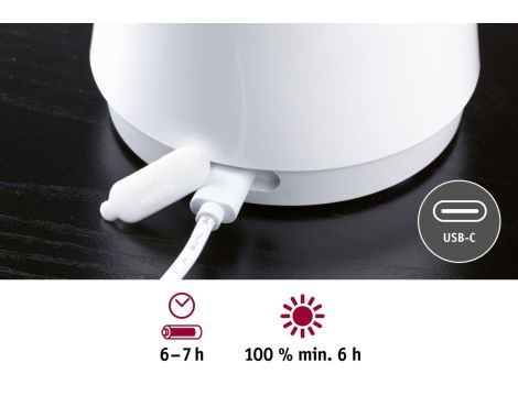 Lampka stołowa akumulatorowa ONZO LED 3-STEP DIM USB-C 2.6W 240lm 2700K IP44 biały połysk / tworzywo sztuczne - 12