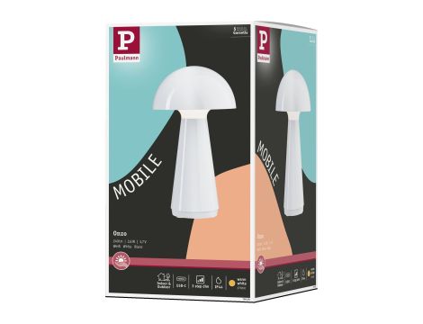 Lampka stołowa akumulatorowa ONZO LED 3-STEP DIM USB-C 2.6W 240lm 2700K IP44 biały połysk / tworzywo sztuczne - 15