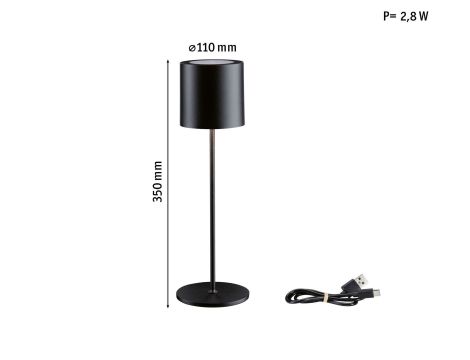 Lampka stołowa akumulatorowa TUNI LED DIM USB-C 2.8W 240lm 2700K IP44 czarny matowy / tworzywo sztuczne - 12