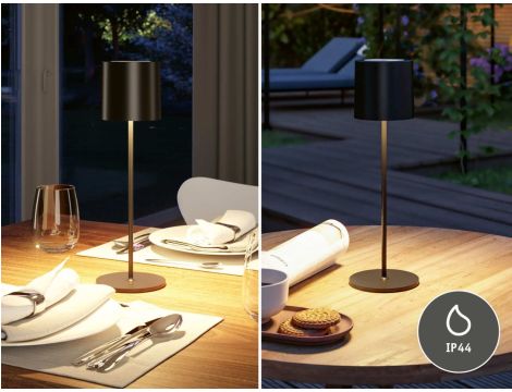 Lampka stołowa akumulatorowa TUNI LED DIM USB-C 2.8W 240lm 2700K IP44 czarny matowy / tworzywo sztuczne - 7