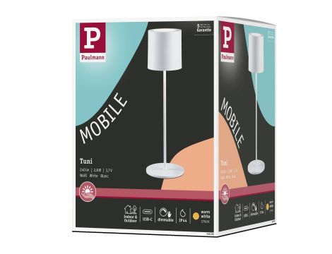 Lampka stołowa akumulatorowa TUNI LED DIM USB-C 2.8W 240lm 2700K IP44 biały  matowy / tworzywo sztuczne - 14