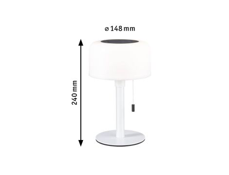 Lampka stołowa solarna BARTJA LED 3-STEP DIM USB-C 1.6W 160lm 2700K IP44 biały / tworzywo sztuczne - 10