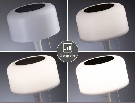 Lampka stołowa solarna BARTJA LED 3-STEP DIM USB-C 1.6W 160lm 2700K IP44 biały / tworzywo sztuczne - 5