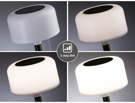 Lampka stołowa solarna BARTJA LED 3-STEP DIM USB-C 1.6W 160lm 2700K IP44 czarny / tworzywo sztuczne - 3