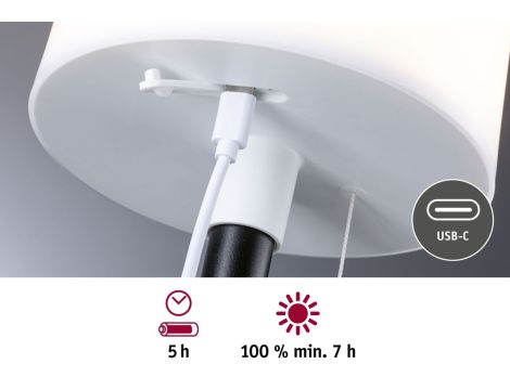 Lampka stołowa solarna BARTJA LED 3-STEP DIM USB-C 1.6W 160lm 2700K IP44 czarny / tworzywo sztuczne - 10