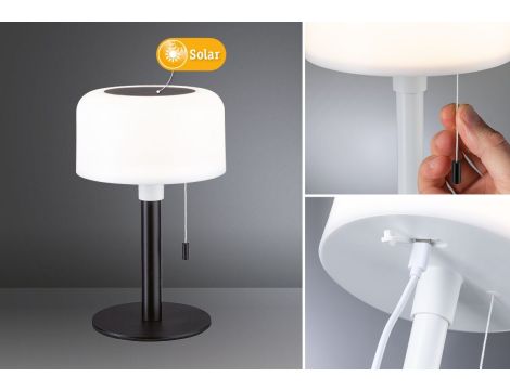 Lampka stołowa solarna BARTJA LED 3-STEP DIM USB-C 1.6W 160lm 2700K IP44 czarny / tworzywo sztuczne - 7