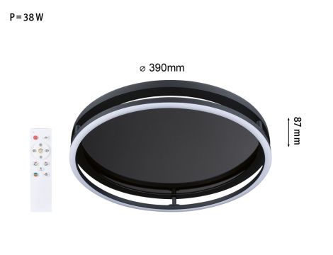 Plafoniera SPACEGLOW ONE LED 3D DIM RGB rainbow 38W 3900lm 3000-6500K pilot  230V czarny matowy / metal - 6