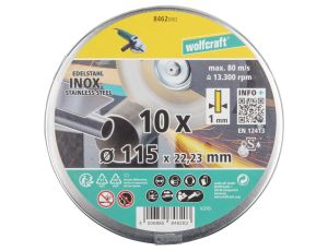 Tarcza korundowa 115x1 do cięcia stali nierdzewnej 10 sztuk, WOLFCRAFT - image 2