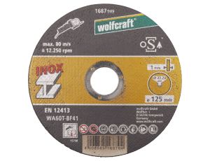 Tarcza korundowa 125X1 do cięcia stali nierdzewnej 10 sztuk. WOLFCRAFT