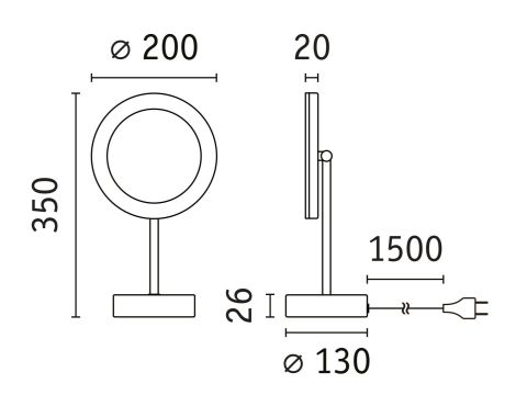 Lusterko kosmetyczne MASUA LED 4W 2700/4000/6500K + wyłącznik IP44 230V czarny matowy / metal - 11