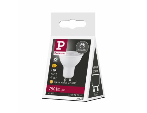 Źródło światła LED GU10 DIM 8W 750lm 2700K 36st. 230V biały matowy / tworzywo sztuczne - 7