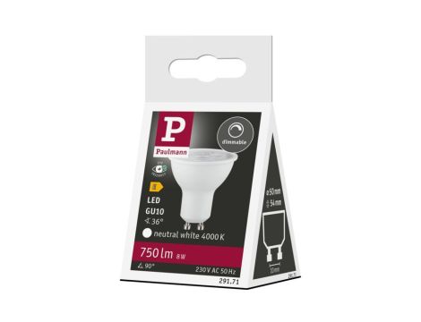 Źródło światła LED GU10 DIM 8W 750lm 4000K 36st. 230V biały matowy / tworzywo sztuczne - 9