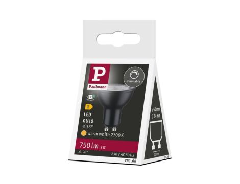 Źródło światła LED GU10 DIM 8W 750lm 2700K 36st. 230V czarny matowy / tworzywo sztuczne - 8