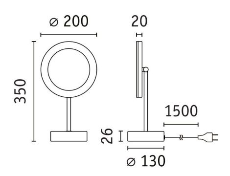 Lusterko kosmetyczne MASUA LED 4W 2700/4000/6500K + wyłącznik IP44 230V chrom / metal - 13
