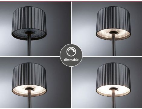 Lampka stołowa solarna ELSE LED DIM USB-C 3.7W 250lm 2700K IP44 czarny / aluminium - 3