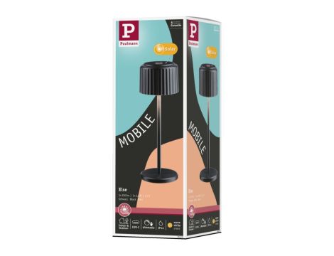 Lampka stołowa solarna ELSE LED DIM USB-C 3.7W 250lm 2700K IP44 czarny / aluminium - 15