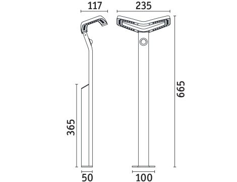 Oprawa ogrodowa ALARA LED 10W 450lm 3000K 665mm czujnik ruchu i zmierzchu IP44 230V antracyt / aluminium - 9