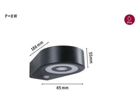 Oprawa elewacyjna SILMA LED 10W 450lm 3000K czujnik ruchu i zmierzchu IP44 230V antracyt / aluminium - 8