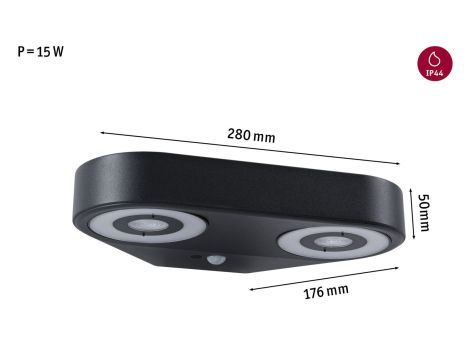 Oprawa elewacyjna SILMA LED 10W 2 450lm 3000K czujnik ruchu i zmierzchu IP44 230V antracyt / aluminium - 9