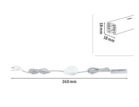 Przewód zasilający do szynoprzeowdu Urail 2m z wyłącznikiem  max.1000W chrom matowy - 4