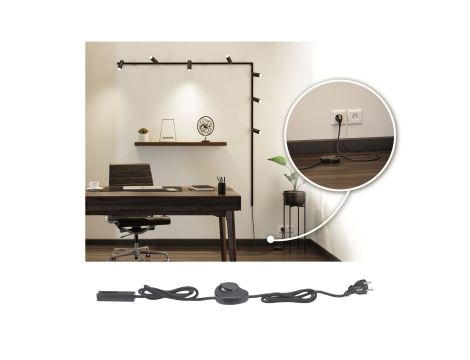 Przewód zasilający do szynoprzeowdu Urail 2m z wyłącznikiem  max.1000W czarny matowy