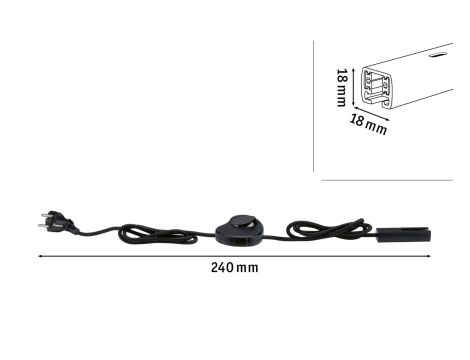 Przewód zasilający do szynoprzeowdu Urail 2m z wyłącznikiem  max.1000W czarny matowy - 3