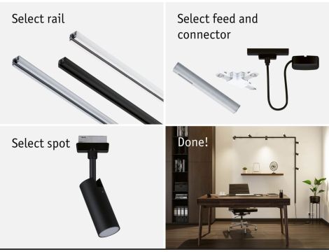 Przewód zasilający do szynoprzeowdu Urail 2m z wyłącznikiem  max.1000W czarny matowy - 7