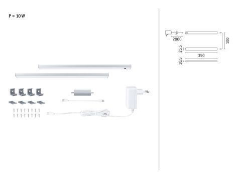 Zestaw opraw podszafkowych SET LINE DIM PIR 2x4W 2x350lm 350mm 2700K-6500K 230V/24 chrom matowy / aluminium - 5