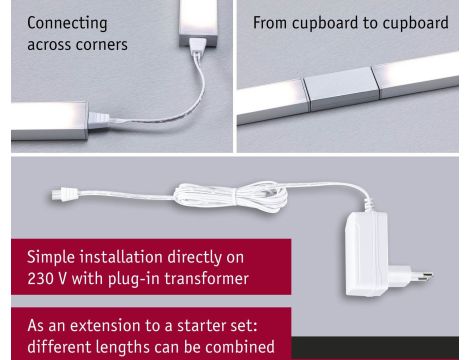 Zestaw uzupełniający opraw podszafkowych LED LINE DIM PIR 2x4W 2x350lm 350mm 30000K 24V chrom matowy / aluminium - 10