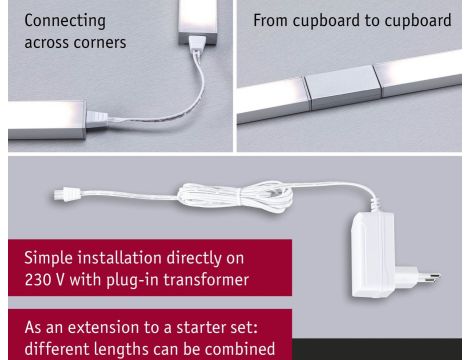 Zestaw przedłużający opraw podszafkowych LED LINE DIM PIR 2x4W 2x350lm 350mm 30000K 24V biały matowy / aluminium - 10