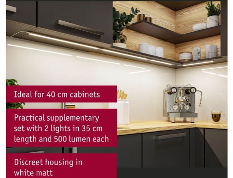 Zestaw przedłużający opraw podszafkowych LED LINE DIM PIR 2x4W 2x350lm 350mm 30000K 24V biały matowy / aluminium - 11