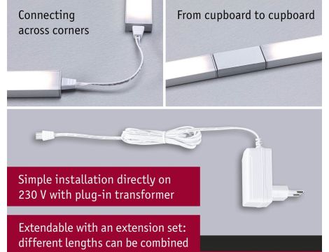 Zestaw opraw podszafkowych SET LINE DIM PIR 2x6W 2x500lm 550mm 2700K-6500K 230V/24V biały matowy / aluminium - 7