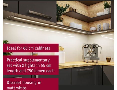 Zestaw uzupełniający opraw podszafkowych LED LINE DIM PIR 2x6W 2x500lm 550mm 30000K 24V biały matowy / aluminium - 4
