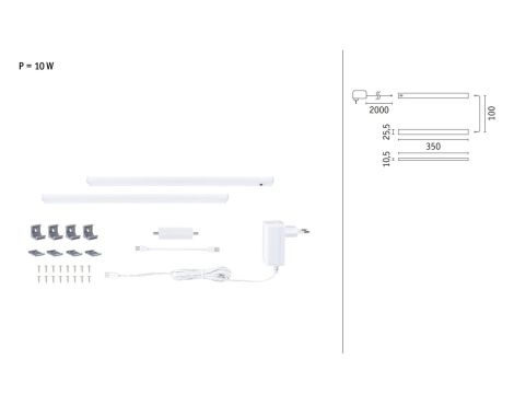Zestaw opraw podszafkowych SET LINE DIM PIR 2x4W 2x350lm 350mm 3000K 230V/24V biały matowy / aluminium - 2