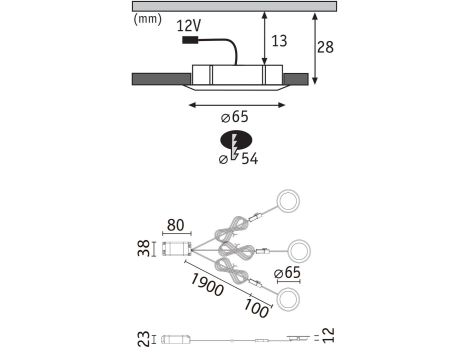 Zestaw opraw meblowych do wbudowania EBL SET 3x2,5W 3x180lm 3000K 12V złoty matowy / tworzywo sztuczne - 7