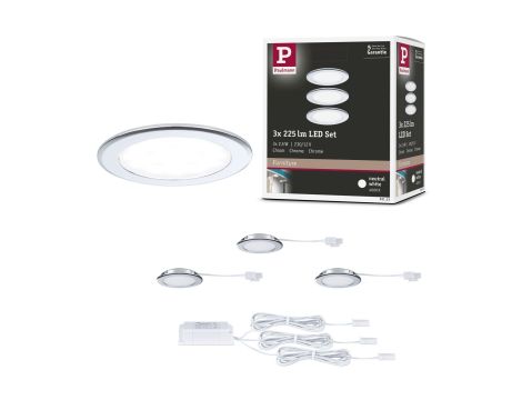 Zestaw opraw meblowych do wbudowania EBL SET 3x2,5W 3x180lm 4000K 12V chrom / tworzywo sztuczne - 9