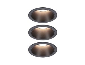 Oprawa do wbudowania EBL COLE SET COIN 3-STEP DIM zestaw 3x6W 3x470lm 2700K IP44 230V czarny matowy / aluminium