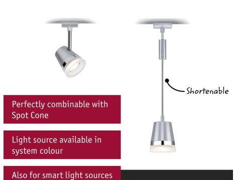 Oprawa zwieszana URail PENDEL CONE GU10 max.10W chrom matowy / tworzywo sztuczne - 9