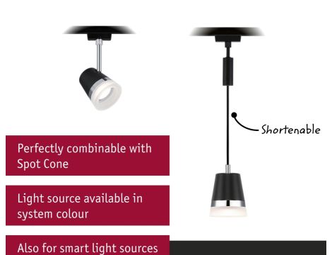 Oprawa zwieszana URail PENDEL CONE GU10 max.10W czarny matowy / tworzywo sztuczne - 9