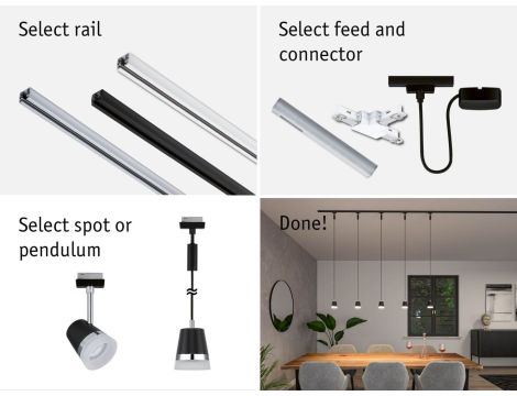 Oprawa zwieszana URail PENDEL CONE GU10 max.10W czarny matowy / tworzywo sztuczne - 8