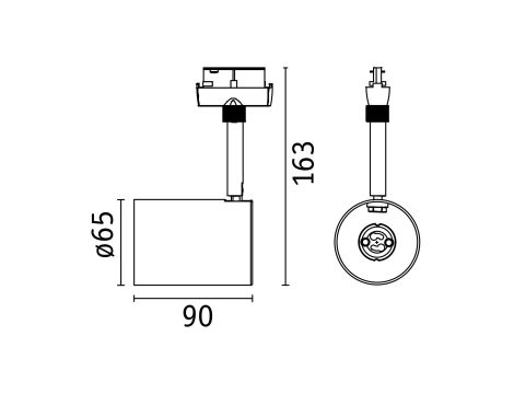 Reflektor na szynoprzewód URail LUX DIM GU10 max.10W biały RAL9003 / tworzywo sztuczne - 9
