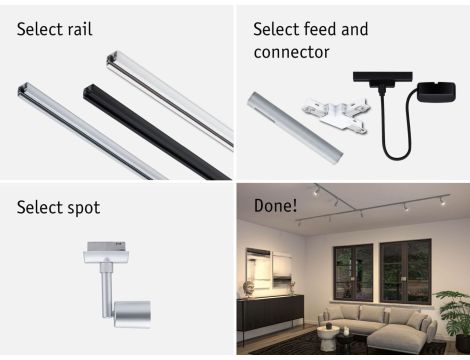 Reflektor na szynoprzewód URail SALT DIM GU10 max.10W chrom matowy / tworzywo sztuczne - 9