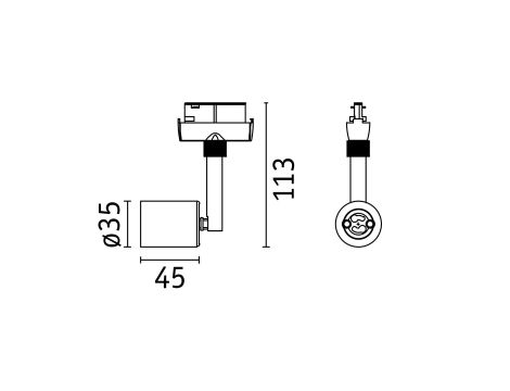 Reflektor na szynoprzewód URail LUX DIM GU10 max.10W czarny matowy / tworzywo sztuczne - 11